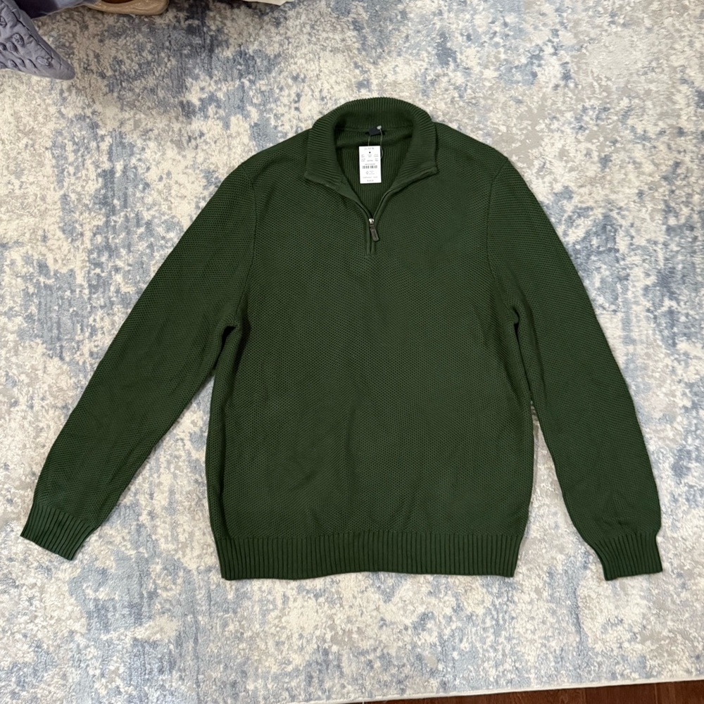 J. Crew Men's Forest Green Zip-Up Sweater XXL